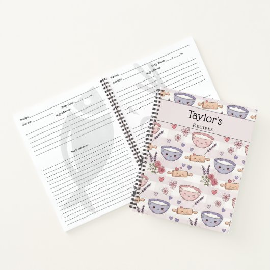 Personalized Kawaii Recipe Heart Keepsake Recipe Notizblock (Innenseite)