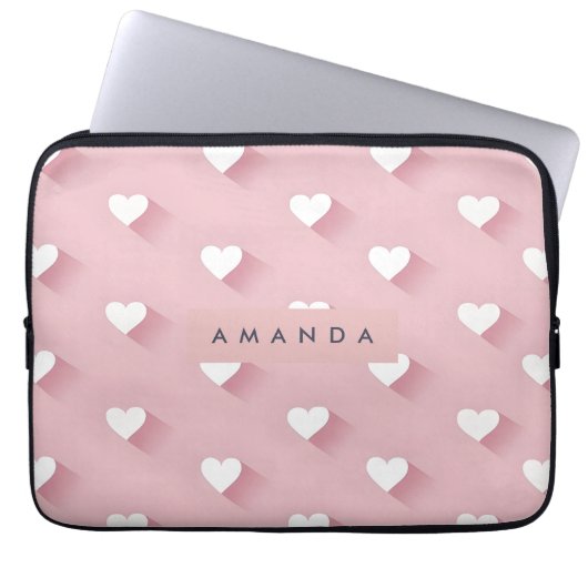 Personalized Kawaii Soft Pink Heart  Laptopschutzhülle (Vorderseite)
