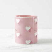 Personalized Kawaii Soft Pink Heart  Zweifarbige Tasse (Mittel)