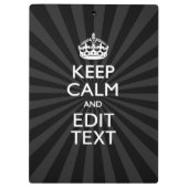 Personalized KEEP CALM and your text Creative Klemmbrett (Rückseite)