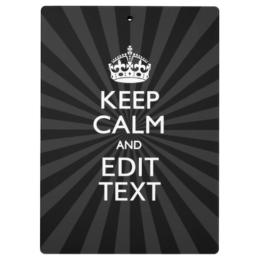 Personalized KEEP CALM and your text Creative Klemmbrett (Rückseite)