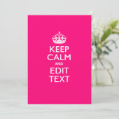 Personalized KEEP CALM AND Your Text EASILY PINK (Stehend Vorderseite)