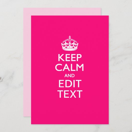 Personalized KEEP CALM AND Your Text EASILY PINK (Vorne/Hinten)
