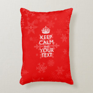 Personalized KEEP CALM AND Your Text for Red Zierkissen