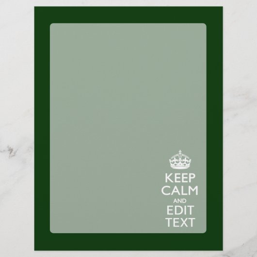 Personalized Keep Calm And Your Text Green Decor (Vorderseite)