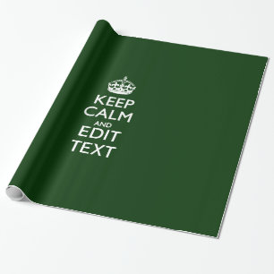 Personalized Keep Calm And Your Text Green Decor Geschenkpapier