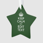Personalized Keep Calm And Your Text Green Decor Ornament (Vorderseite)