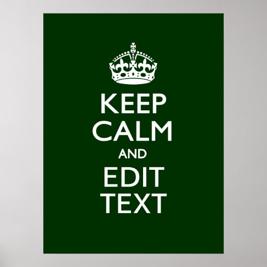 Personalized Keep Calm And Your Text Green Decor Poster (Vorne)