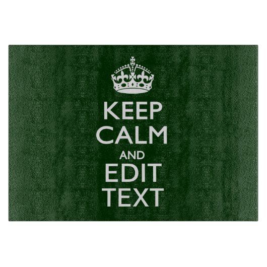 Personalized Keep Calm And Your Text Green Decor Schneidebrett (Vorderseite)