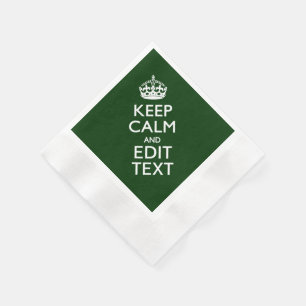 Personalized Keep Calm And Your Text Green Decor Serviette