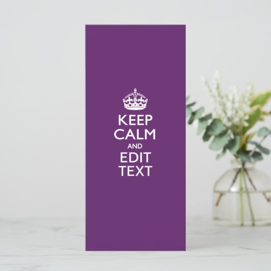 Personalized KEEP CALM AND Your Text on Purple (Stehend Vorderseite)