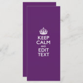 Personalized KEEP CALM AND Your Text on Purple (Vorne/Hinten)