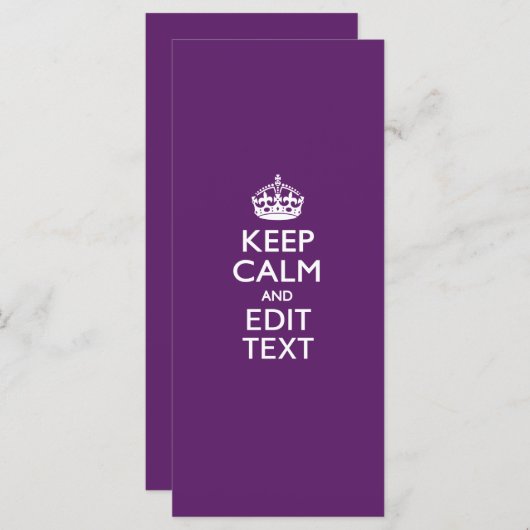 Personalized KEEP CALM AND Your Text on Purple (Vorne/Hinten)