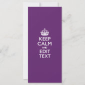 Personalized KEEP CALM AND Your Text on Purple (Vorderseite)