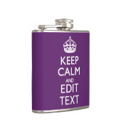 Personalized KEEP CALM AND Your Text on Purple Flachmann (Rechts)