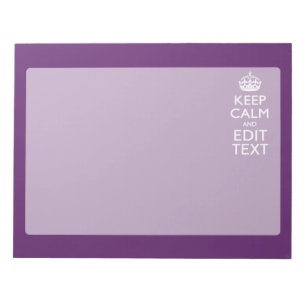 Personalized KEEP CALM AND Your Text on Purple Notizblock