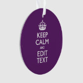 Personalized KEEP CALM AND Your Text on Purple Ornament (Vorderseite)