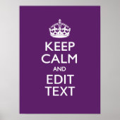 Personalized KEEP CALM AND Your Text on Purple Poster (Vorne)