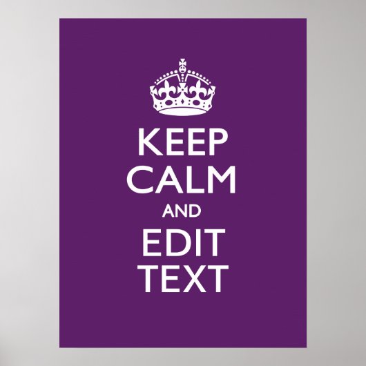 Personalized KEEP CALM AND Your Text on Purple Poster (Vorne)