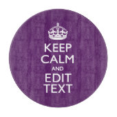 Personalized KEEP CALM AND Your Text on Purple Schneidebrett (Vorderseite)