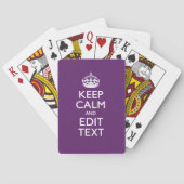Personalized KEEP CALM AND Your Text on Purple Spielkarten (Rückseite)