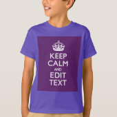 Personalized KEEP CALM AND Your Text on Purple T-Shirt (Vorderseite)