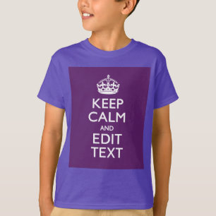 Personalized KEEP CALM AND Your Text on Purple T-Shirt