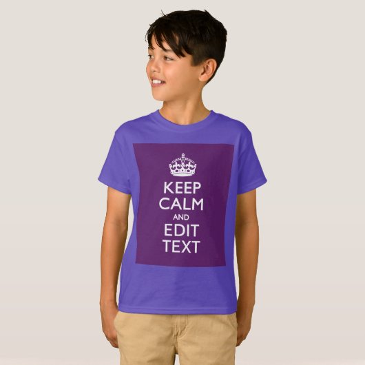 Personalized KEEP CALM AND Your Text on Purple T-Shirt (Vorne ganz)