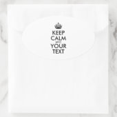 Personalized KEEP CALM and YOUR TEXT Ovaler Aufkleber (Tasche)