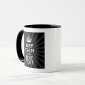 Personalized KEEP CALM Your Text Black Sunburst Tasse (Vorderseite Links)