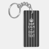 Personalized KEEP CALM Your Text on Black Stripes Schlüsselanhänger (Vorderseite links)