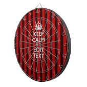 Personalized Keep Calm Your Text on Red Stripes Dartscheibe (Vorderseite rechts)