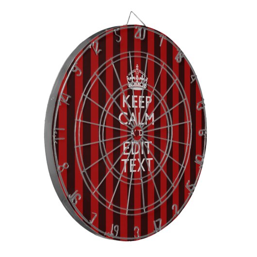 Personalized Keep Calm Your Text on Red Stripes Dartscheibe (Vorderseite Links)