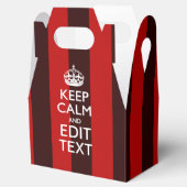 Personalized Keep Calm Your Text on Red Stripes Geschenkschachtel (Geöffnet)