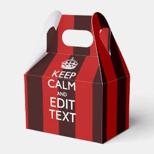 Personalized Keep Calm Your Text on Red Stripes Geschenkschachtel