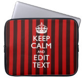 Personalized Keep Calm Your Text on Red Stripes Laptopschutzhülle (Vorderseite)