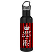 Personalized Keep Calm Your Text on Red Stripes Trinkflasche (Vorderseite)