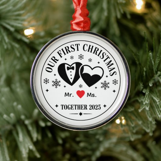 Personalized Keepsake Our First Christmas Mr & Ms Ornament Aus Metall (Baum)