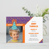 Personalized Kid Photo Happy Birthday Blue Hat v2 Einladung (Stehend Vorderseite)