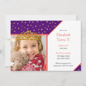 Personalized Kid Photo Happy Birthday Gold Crown Einladung (Vorderseite)