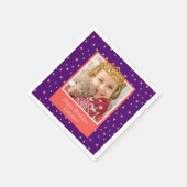 Personalized Kid Photo Happy Birthday Gold Crown Serviette (Ecke)