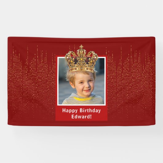 Personalized Kid Photo Happy Birthday King Crown Banner (Horizontal)