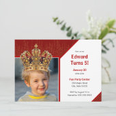 Personalized Kid Photo Happy Birthday King Crown Einladung (Stehend Vorderseite)