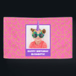 Personalized Kid Photo Happy Birthday Unicorn Banner<br><div class="desc">Celebrate your little one's special day in style with this festive custom pink banner that features a fun photo with a purple unicorn horn. In the background there is a pattern of pretty gold glitter hearts. Personalize this bright design with a photo of your birthday boy or girl. Add a...</div>