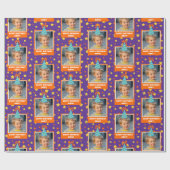 Personalized Kid Photo Happy Birthday w/ Blue Hat Geschenkpapier (Flach)