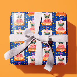 Personalized Kid Photo Happy Birthday w/ Pink Hat Geschenkpapier