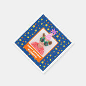 Personalized Kid Photo Happy Birthday w/ Pink Hat Serviette (Ecke)