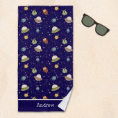 Personalized Kids' Alien & Spaceship Strandtuch