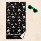 Personalized Kids' Alien & Spaceship Strandtuch