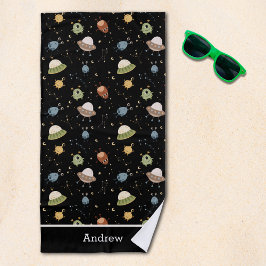 Personalized Kids' Alien & Spaceship Strandtuch